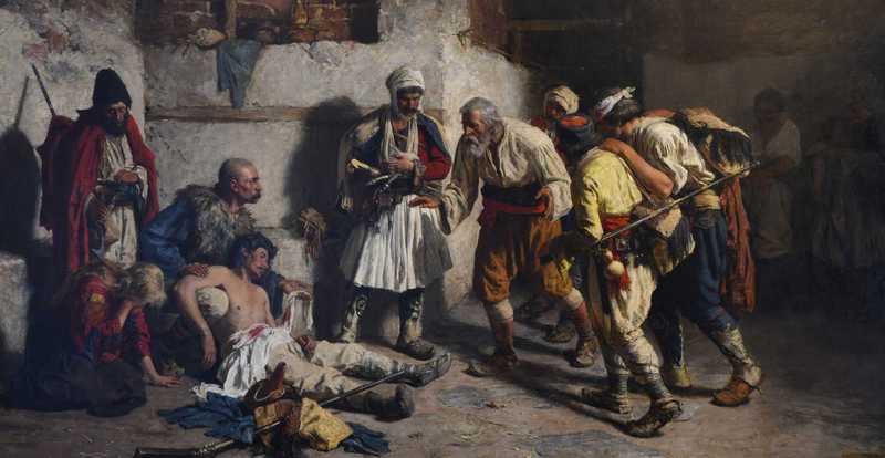 Serbian Artist Paja Jovanovic - The Wounded Montenegrin; Gallery of Matica Srpska
