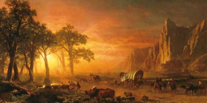 American Artist Albert Bierstadt - Emigrants Crossing the Plains Painting