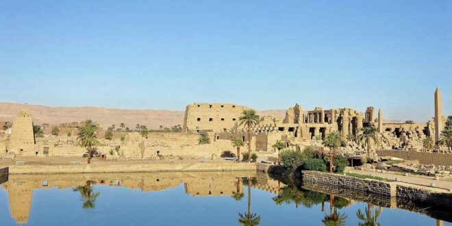 The Sacred Lake: This is a large rectangular pool located near the center of the temple complex. It was used for ritual purification and was also believed to be the home of the goddess Mut. Source: https://pixabay.com/photos/egypt-luxor-karnak-temple-3088061/