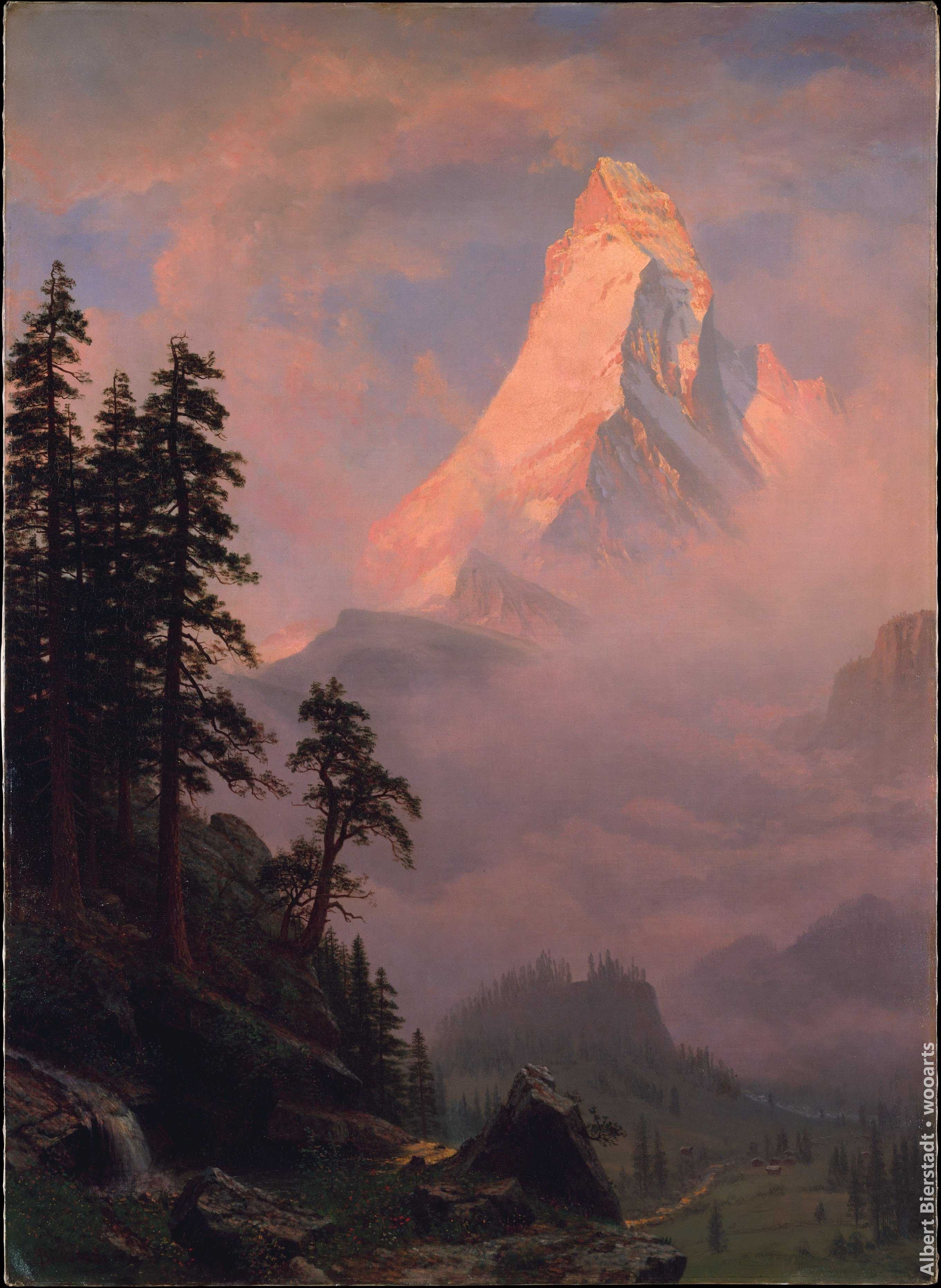 Albert Bierstadt - Sunrise on the Matterhorn Painting