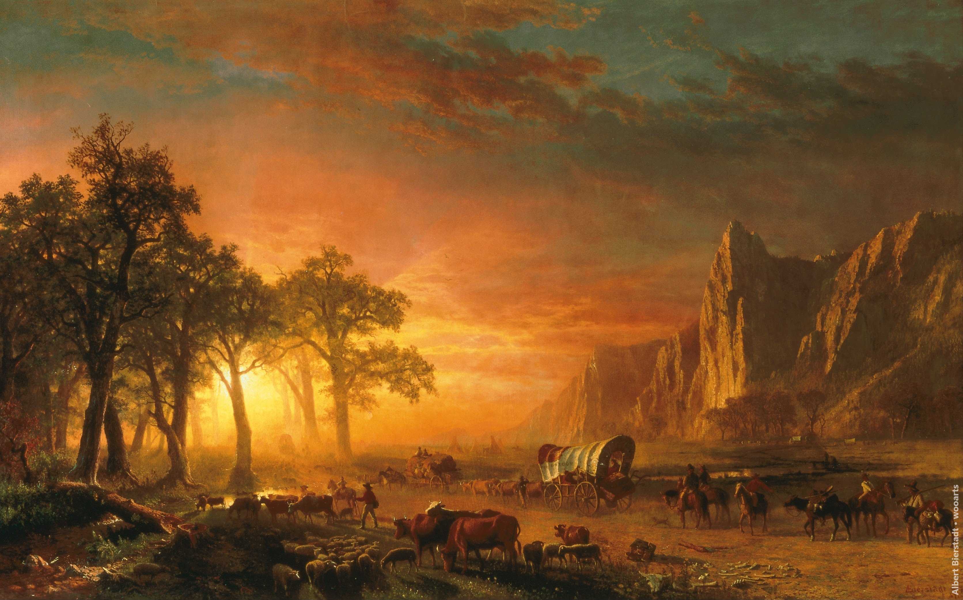 Albert Bierstadt - Emigrants Crossing the Plains Painting
