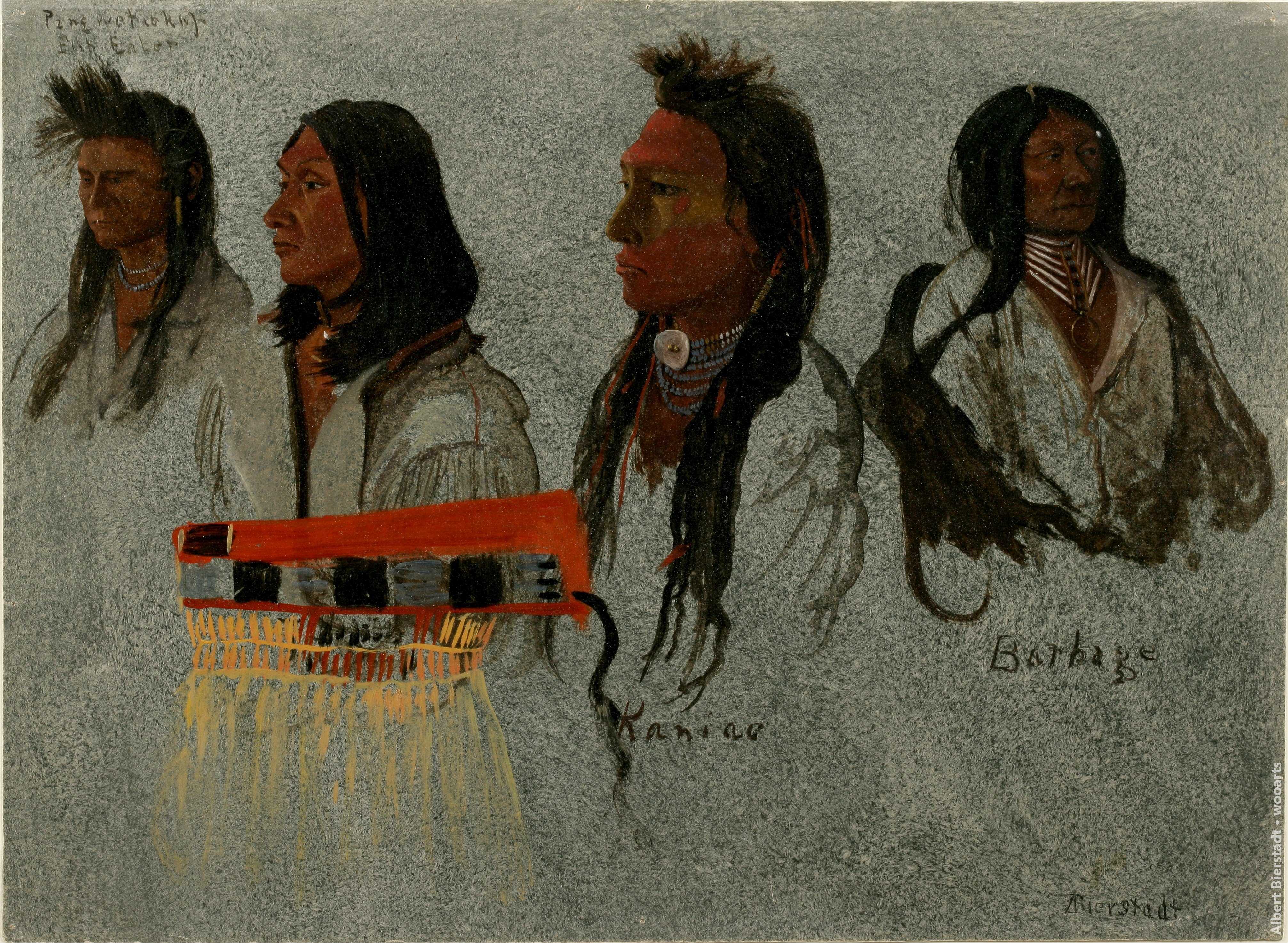 Albert Bierstadt - Four Portraits of North American Indians Painting