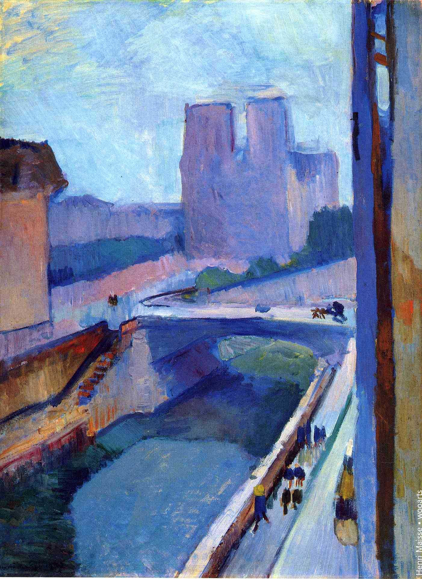 Henri Matisse Landscape Painting 1902, Notre-Dame, une fin d'après-midi, oil on paper mounted on canvas, 72.4 x 54.6 cm, Albright-Knox Art Gallery