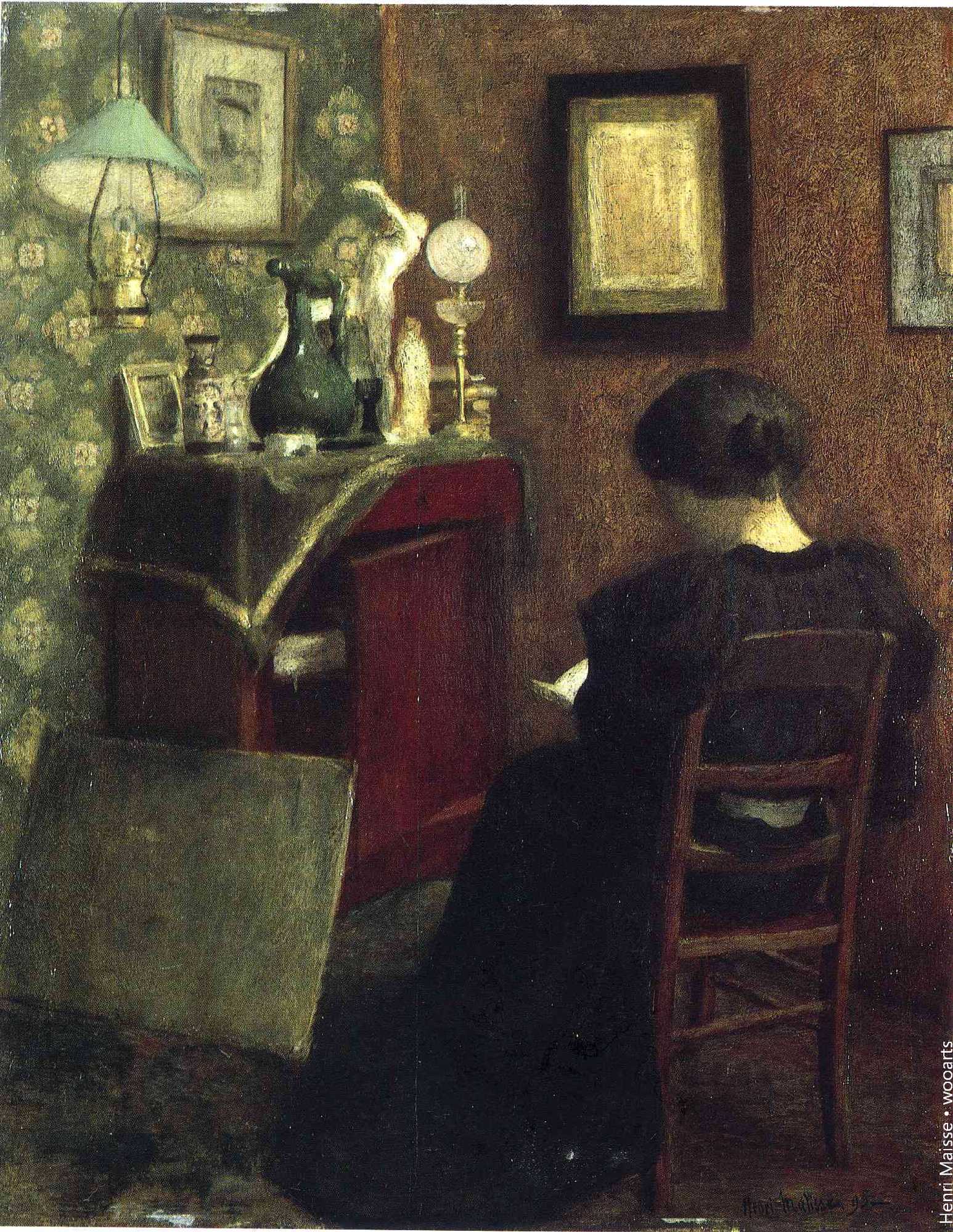 Henri Matisse Setting Painting Woman Reading, 1894, oil on canvas, Musée National d