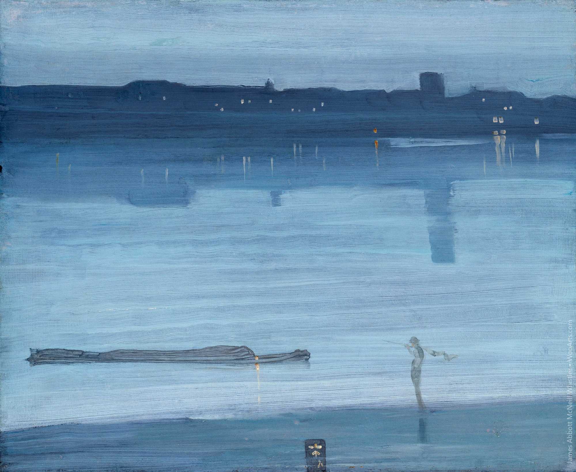 James Abbott McNeill Whistler  - Nocturne Blue and Silver Chelsea - Painting
