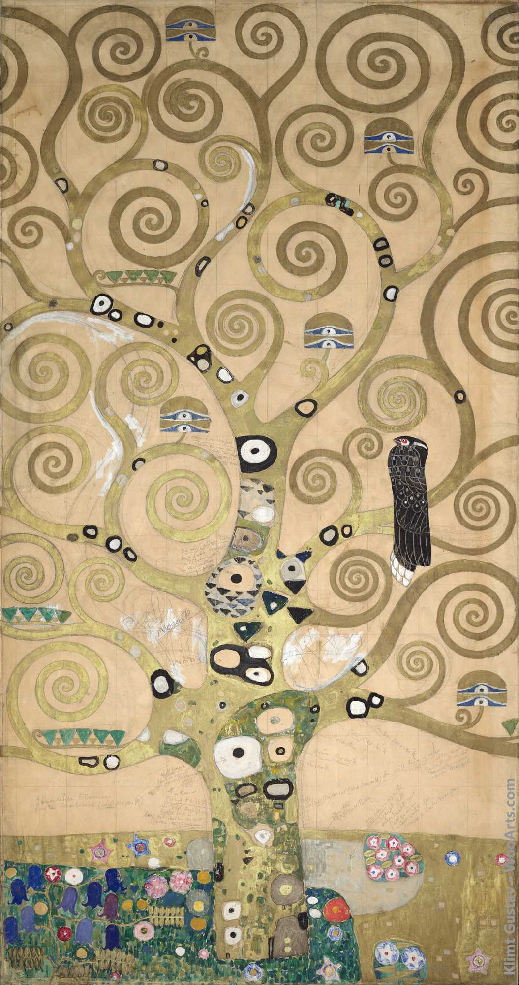 Nine Cartoons for the Execution of a Frieze for the Dining Room of Stoclet House in Brussels - Part 4 - Part of the tree of life Gustav Klimt 1910–1911