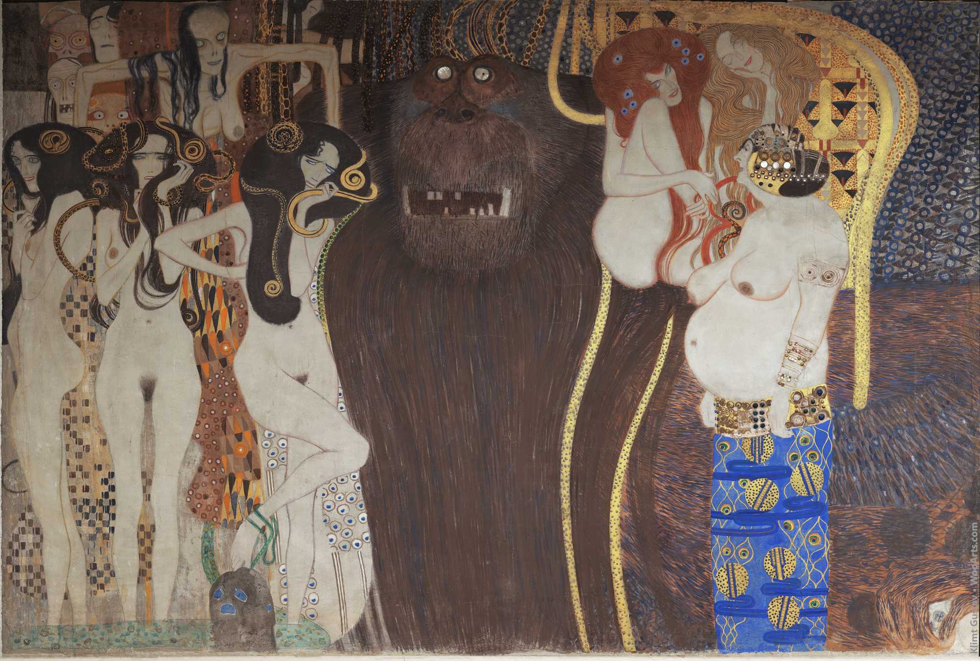 Beethoven Frieze (The Hostile Powers) (Panel 5- short wall) Gustav Klimt 1901