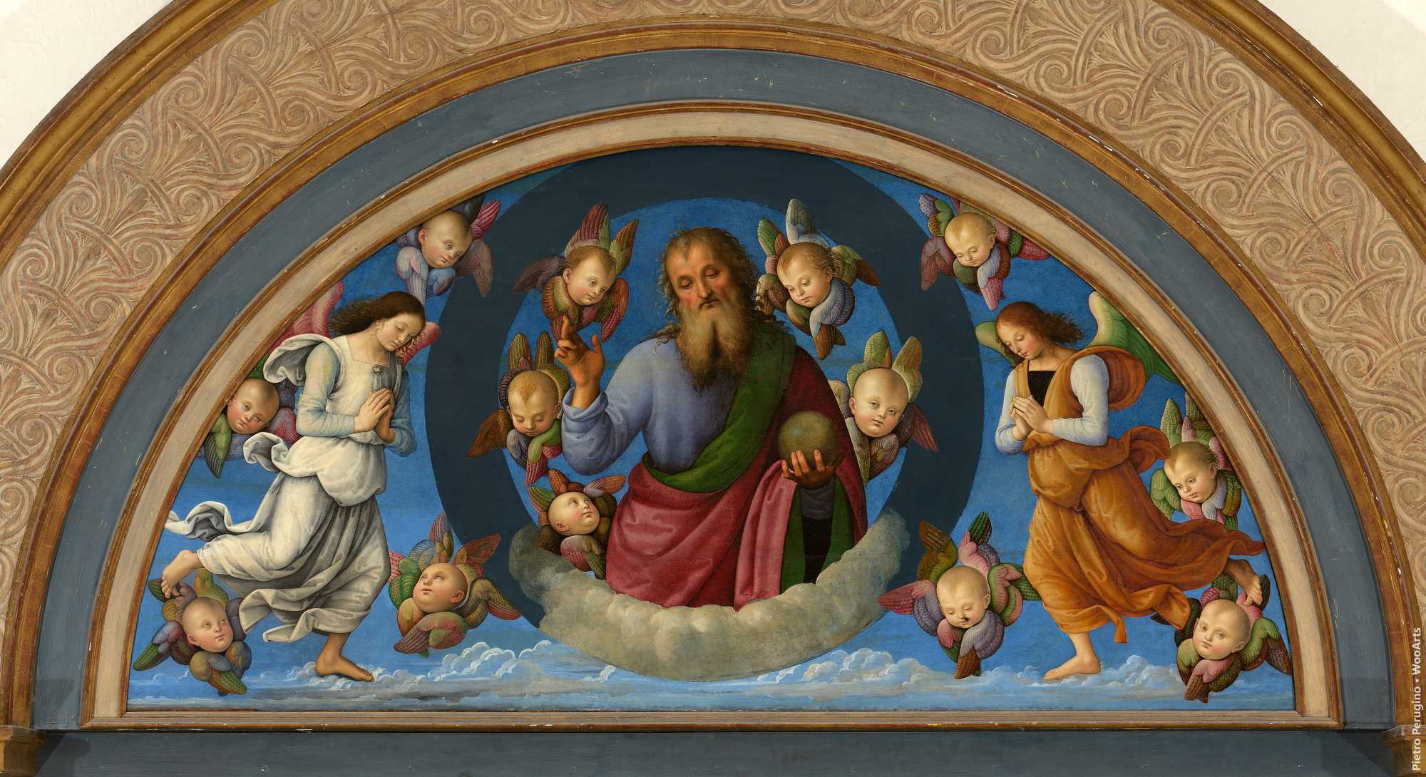 the eternal father between two angels (detail of the ascension of christ) pietro perugino Painting - Italian Artist